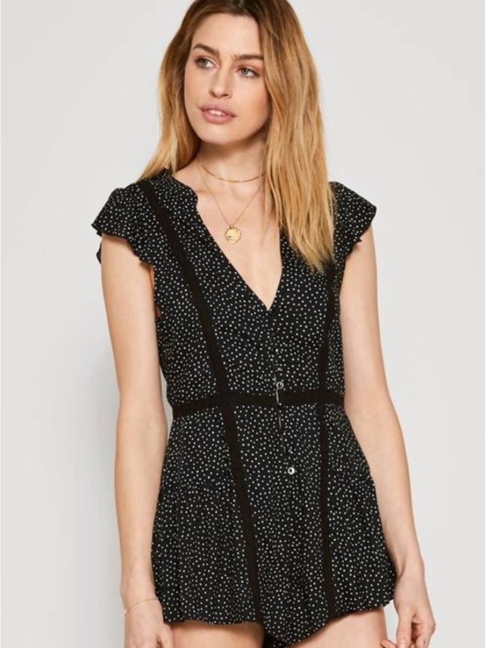 Amuse Society Violet Polka Dot Romper Jumper NWT S